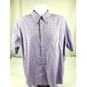 Chaps Men's XL Button Front Short Sleeve Purple